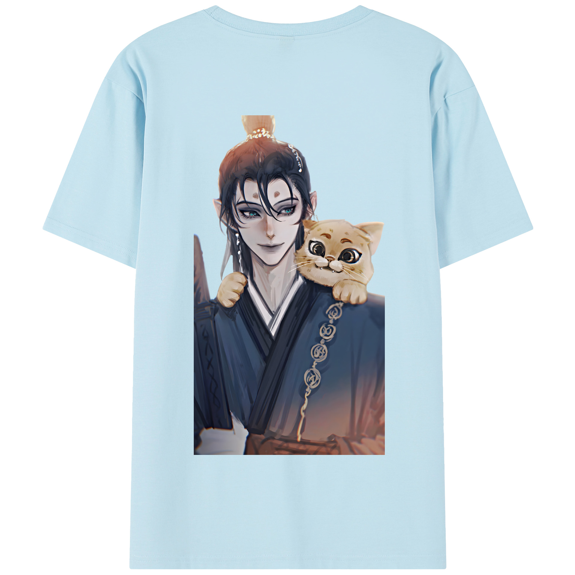 （画像用） Ne Zha 2 ナタ 魔童の大暴れ 綿100％半袖Tシャツ（背面プリント）